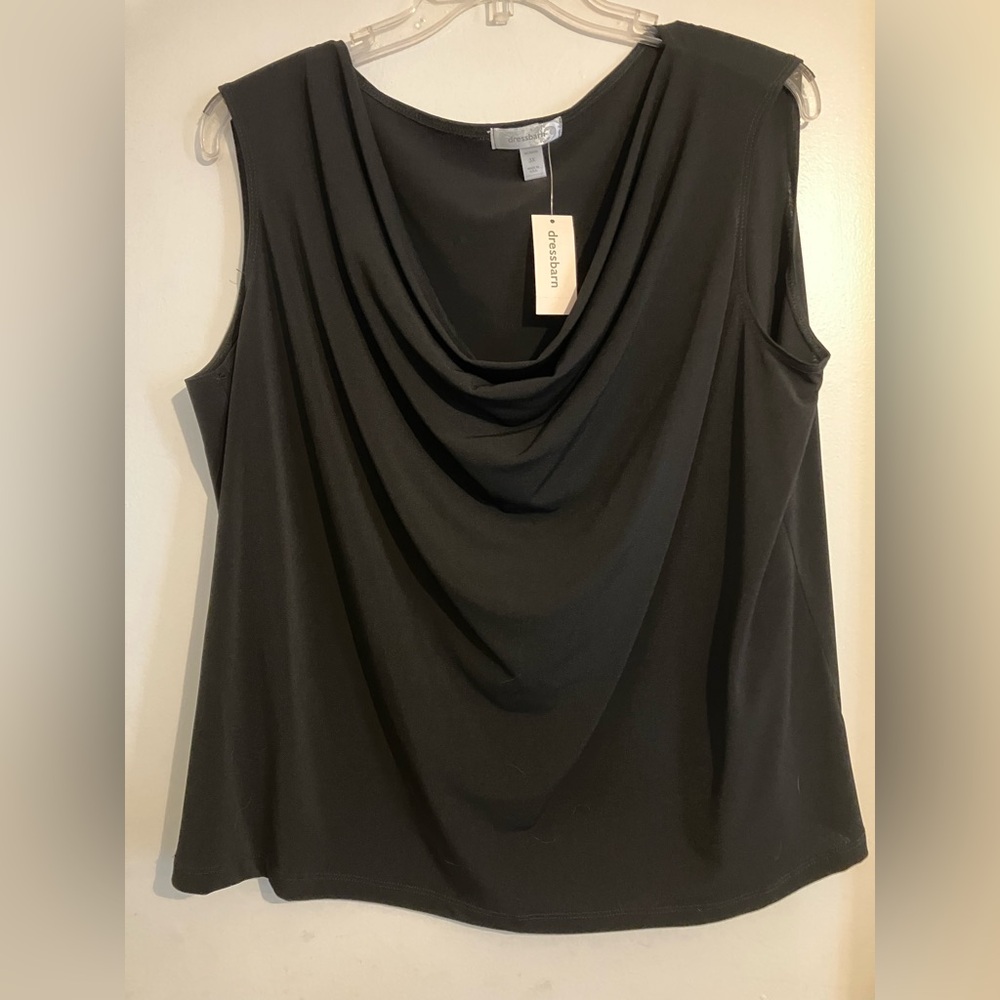 dressbarn Black Draped Sleeveless Blouse